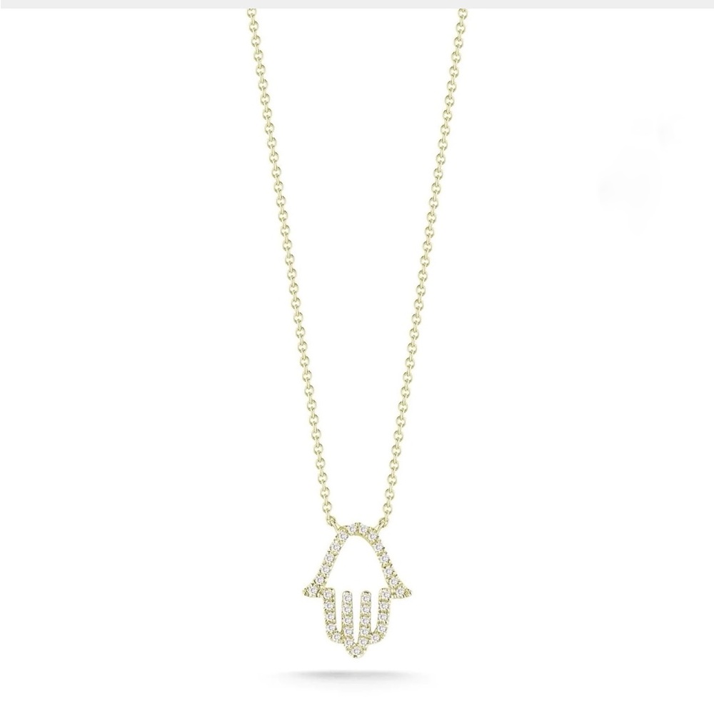 Dana Rebecca Designs 14k Yellow Gold and Diamond Hamsa Necklace